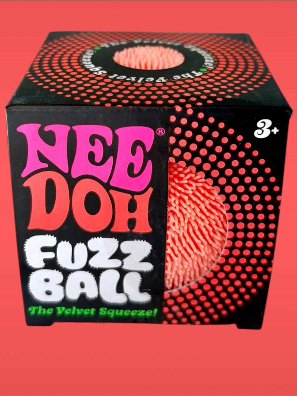 NeeDoh Fuzz Ball The Velvet Squeeze Squishy Sensory Toy, Orange, NIB